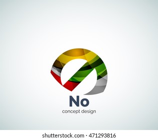 Vector no concepto, plantilla de logotipo de prohibición, icono comercial abstracto