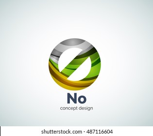 Vector no concepto, plantilla de logotipo de prohibición, icono comercial abstracto