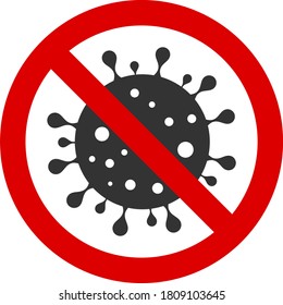 Vector no coronavirus flat icon. Vector pictogram style is a flat symbol no coronavirus icon on a white background.