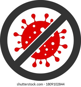 Vector no covid-19 virus flat icon. Vector pictograph style is a flat symbol no covid-19 virus icon on a white background.