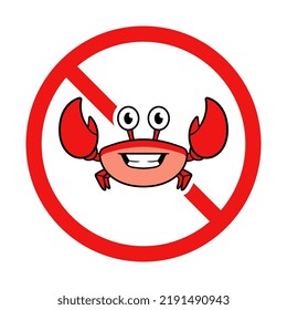 Vector No Crabs Sign on White Background