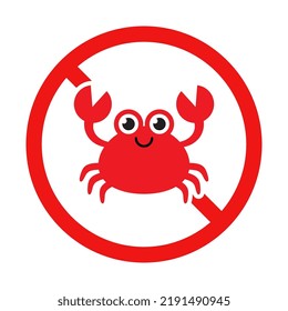 Vector No Crabs Sign on White Background