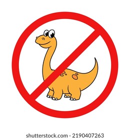 Vector No Dinosaur Sign on White Background