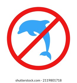 Vector No Dolphin Sign on White Background