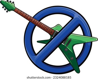 Vektorgrafik ohne elektrisches Gitarrenzeichen auf weißem Hintergrund