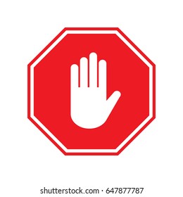 Vector no entry / hand stop sign icon