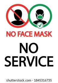 Vector no face mask no service sign isolated on white background. Coronavirus and COVID-19 Caution and Warning.