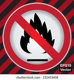 Vector : No Flammable or Non Burnable Good Prohibited Sign in Caution Zone Dark and Red Background