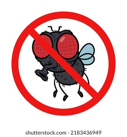 Vector No Flies Sign on White Background