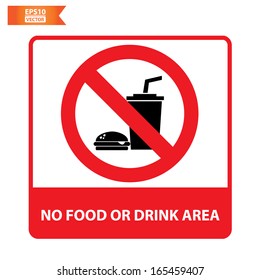 Vector: No Food Or Drink Area Sign. Eps10.