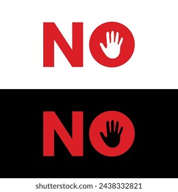 vector no in hand with red color on the white and black background