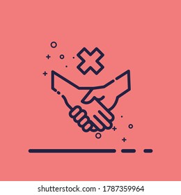 vector of no hand shake icon. no hand touch clip art. no hand shake illustration.