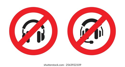 Vector No Headphone Signs. No Headphone Icon Symbols. No Headphone Icon Set