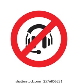 Vector No Headphone Signs. No Headphone Icon Symbols. No Headphone Icon Set
