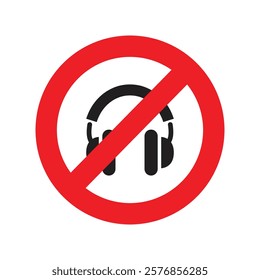 Vector No Headphone Signs. No Headphone Icon Symbols. No Headphone Icon Set