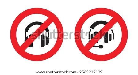 Vector No Headphone Signs. No Headphone Icon Symbols. No Headphone Icon Set