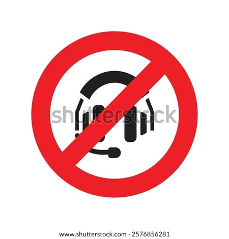 Vector No Headphone Signs. No Headphone Icon Symbols. No Headphone Icon Set