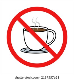 Vector No Hot Coffee or Tea Sign on White Background