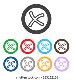 Vector no icons set. Colorful cancel, reject buttons.