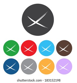 Vector no icons set. Colorful cancel, reject buttons.