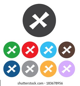 Vector no icons set. Colorful cancel, reject buttons.
