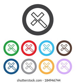 Vector no icons set. Colorful cancel, reject buttons.