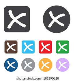 Vector no icons set. Colorful cancel, reject buttons.