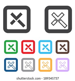 Vector no icons set. Colorful cancel, reject buttons.