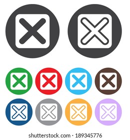 Vector no icons set. Colorful cancel, reject buttons.