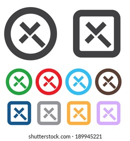 Vector no icons set. Colorful cancel, reject buttons.