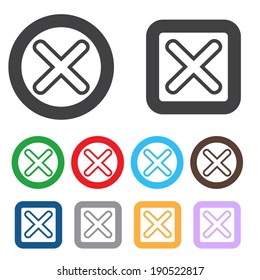 Vector no icons set. Colorful cancel, reject buttons.