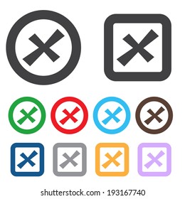 Vector no icons set. Colorful cancel, reject buttons.