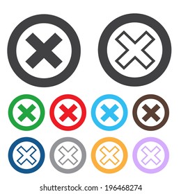 Vector no icons set. Colorful cancel, reject buttons.