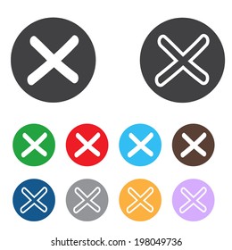 Vector no icons set. Colorful cancel, reject buttons.