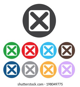 Vector no icons set. Colorful cancel, reject buttons.