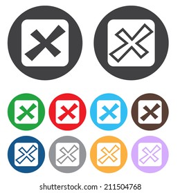 Vector no icons set. Colorful cancel, reject buttons.