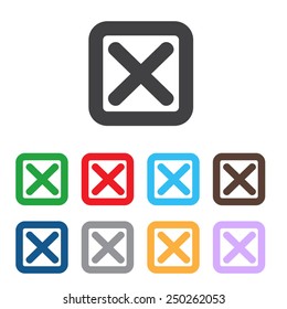 Vector no icons set. Colorful cancel, reject buttons.