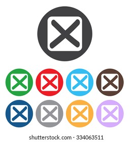 Vector no icons set. Colorful cancel, reject buttons.