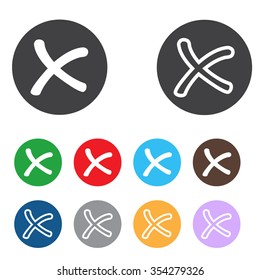 Vector no icons set. Colorful cancel, reject buttons.