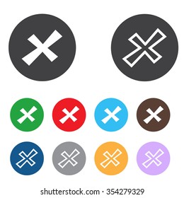 Vector no icons set. Colorful cancel, reject buttons.