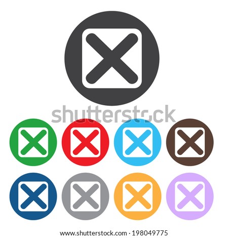 Vector no icons set. Colorful cancel, reject buttons.
