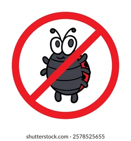 Vector No Ladybug Sign on White Background