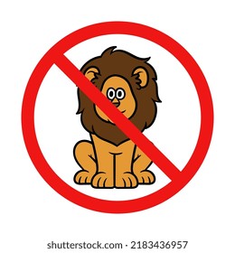 Vector No Lion Sign on White Background