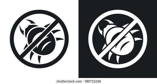 Vector no malware icon. Two-tone version on black and white background