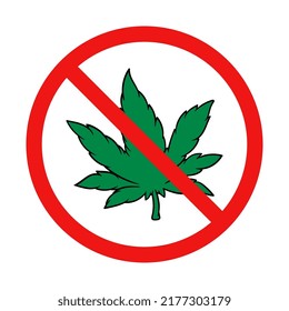 Vector No Marijuana Sign on White Background