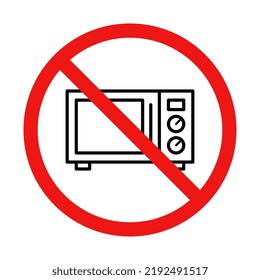 Vector No Microwave Sign on White Background