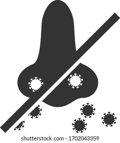 Vector no nasal virus spread flat icon. Vector pictograph style is a flat symbol no nasal virus spread icon on a white background.