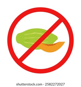 Vector No Papaya Sign on White Background