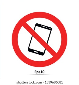 Vector no phone mark. Red prohibition sign. Stop symbol.