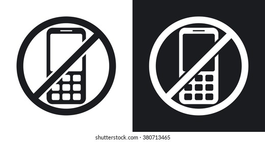 Vector no phone sign. Two-tone version on black and white background